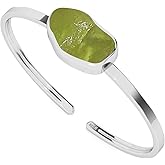 LUSTRE AND LIGHT 18x13mm Rough Natural Peridot Adjustable Twister Bangle Bracelet for Women in Sterling Silver, August Birthstone Jewelry Gifts for Her Birthday, Anniversary, Graduation (Bezel-Set)