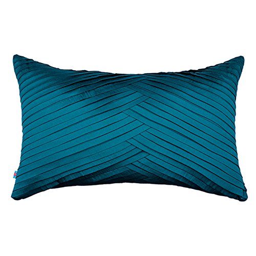 The Pink Champa Modern Soft Textured Modern Soft Textured Decorative Accent Throw Pillow Cover for Home Décor, 12x20, Royal Blue Teal ()