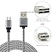 Cambond Micro USB Cable, 6.6 ft Reversible Quick Charge 2.0 A Male to Micro B Sync and Charging Cable Braided, Using for Micro USB Connecting Devices(Grey)