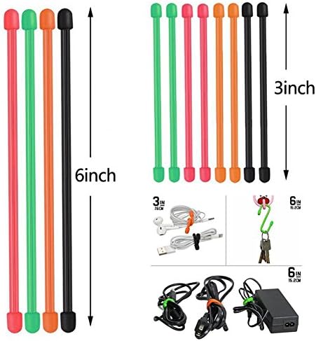 QIHUI Reusable Twist Ties Cord Ties Gear ties Cable Organizer 4 Colors (Diameter-4 mm,3 Inch and 6 Inch) (16pcs(3inch))
