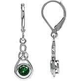 Silvershake Genuine Gemstone Irish Celtic Knot Drop Dangle Earrings