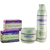 Dermalogix DermaZinc 4 Piece Wellness Kit includes 2 Bar Soaps, 1 Cream, 1 Shampoo