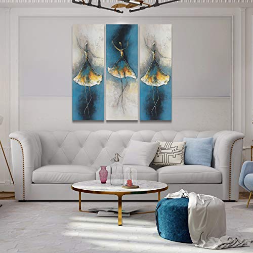 3 Gold+Orange+Paintings+Decoration+10x30inchx3pcs