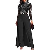 VERWIN Patchwork Overlay Embellished Plain Women's Jumpsuit High-Waist Woman Romper