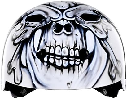 Triple Eight Helmet for Skate, Biking, Inline Skating, Rollerblading, Scooters | Custom Hand Painted Skull | Triple Eight Dual Certified Helmet with EPS Liner (Size M/L)