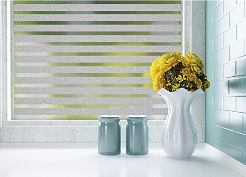 Decorative Stripe Window Film Static Cling No Gule Louver Home Office Film Suitable for All Smooth Glass Surface (17.7-by-78.7 Inch)