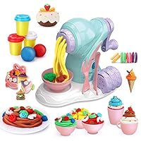 LITTLE SIENA Kids Play Dough Set Ice Cream Play Set Clay Molding Clay Dough Tools Set Noodle Maker Pretend Play Toy Kit Creative DIY Educational Fun Toy for Kids Boys Girls