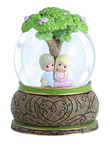 Precious moments, couple under tree, resin/glass snow globe, musi…