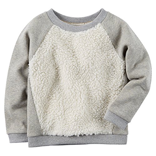 Carter's Girl Sparkle Sherpa Sweatshirt; Grey, 4 Toddler