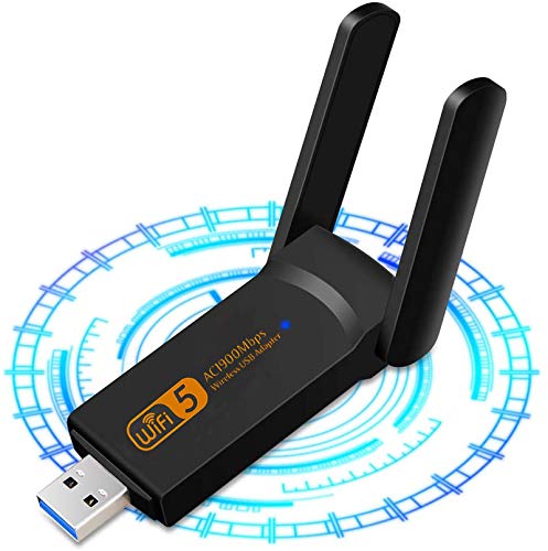 Adaptateur Réseau sans Fil - Clé WiFi 1900Mbps Mini Dongle USB Dual Band 2.4GHz 5GHz Cryptage Wireless Internet Puissante avec Antenne PC/Desktop/Laptop Compatible 10/8/8.1/7/Vista/XP/2000 Mac OS