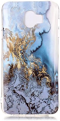 Everainy Compatible for Samsung Galaxy J4+/J4 Plus 2018 Case Silicone Marble Shockproof Bumper Cover for Galaxy J4+ 2018 Cute Color Painting Pattern TPU Gel Protective Rubber (Blue marble)
