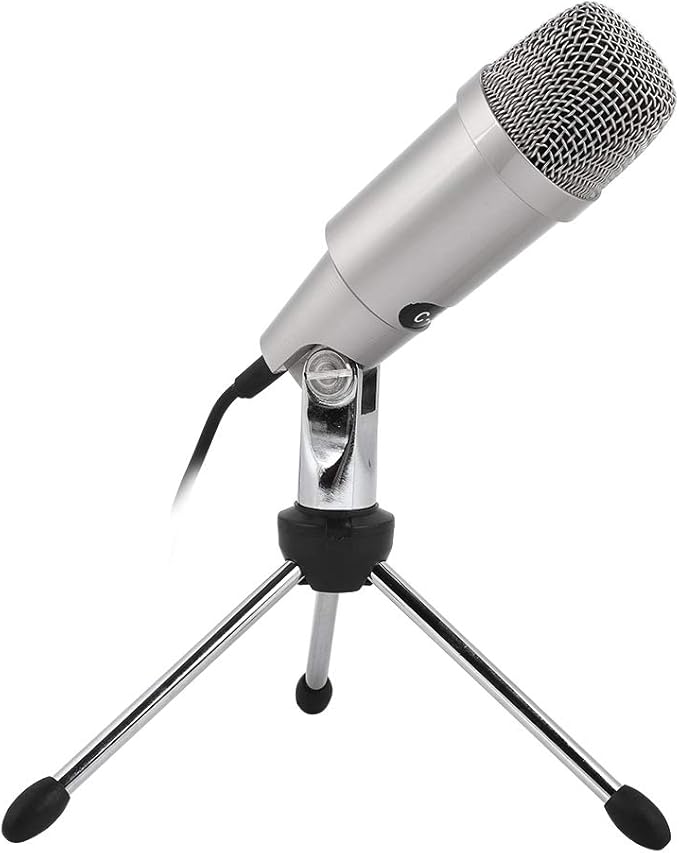 Condenser Microphone, DC5V Zinc Alloy Recording Microphone