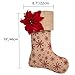SANNO 18 inch Beige Christmas Stockings,Gifts Large Bulk Holder Hanging Burlap Decorations Christmas Stocking with Red Poinsettia Flower Design, Snowflakes Craft Socks Decorations Holiday Ornament