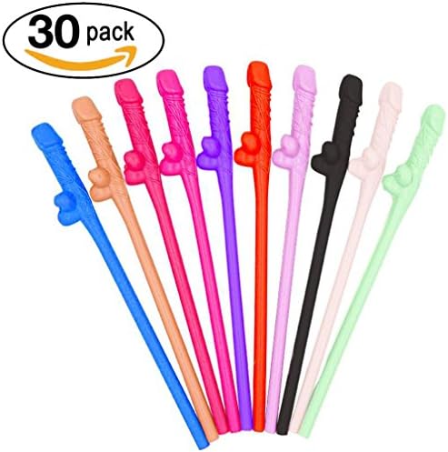 Party Drinking Straws -For Bachelorette Party Girls Night Out Hen Party Supplies Wedding Party Favors (5 Straws Per Color,6 Color)