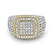 LuReen 14k Gold/Silver Twotone Square Iced Out CZ Hip Hop Ring for Men