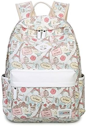 Kekefo Canvas School Backpack for Girls Middle School Cartoon Bookbag