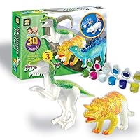 AMAV Toys 3D Painting-Dinosaurs Arts & Crafts for Kids Age 4+. 6 Colors to Paint with for Dinosaur Lovers & A Perfect Artistic Activity. Ideal Gift