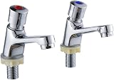 Jetcloud Pair Bathroom Sink Taps 1/2" Hot Cold Non-Concussive Self Closing view 2