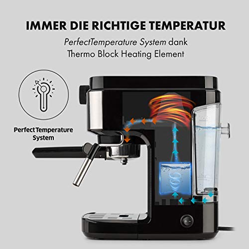 Klarstein 0,9 L Siebträgermaschine für 2 Tasse Kaffee, Mini Espressomaschine mit Milchschäumer, 20 Bar Siebträger… – Bild 4