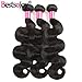 Bestsojoy Virgin Peruvian Body Wave Hair 3 Bundles 10A Unprocessed Peruvian Human Hair Weave Extensions Natural Black Color (12 14 16)