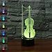 Christmas Gift Violin 3D Illusion Birthday Present Lamp, Gawell 16 Color Changing Touch Switch Table Desk Decoration Night Light with Acrylic Flat & ABS Base & USB Cable Toy for Music Lover