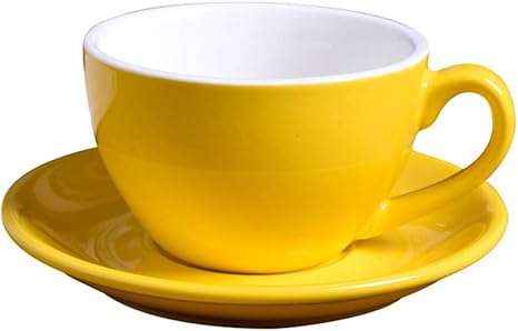 Amazon Urijk マグ ソーサーセット マグカップ コーヒーカップ ソーサー カップ おしゃれ セラミック創造性 ティーカップ コーヒー ティー 陶器 家庭用 イエロー カップ マグ ソーサー オンライン通販