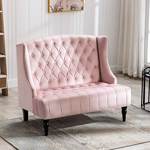 Artechworks Velvet Tufted High Back Loveseat Sofa for Living Room
