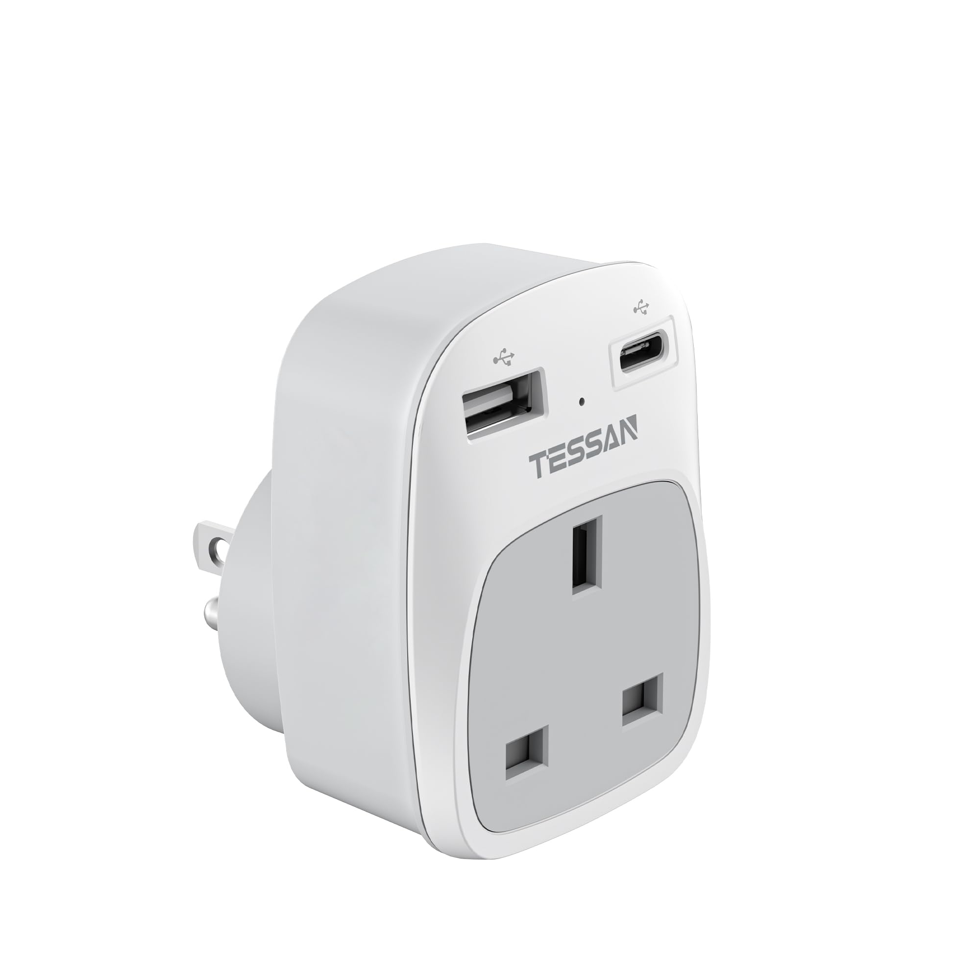 Photo 1 of TESSAN UK to US Plug Adapter, UK Plug Adapter with AC Outlet 2 USB Ports, Type G Power Outlet Adaptor Ireland Singapore Hongkong to Type B USA Travel Adaptor