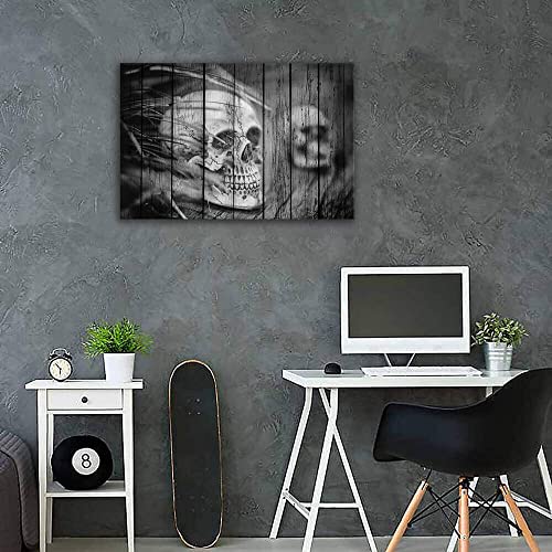 guiguziyishu Vintage Stay Positive Skull Sign Wall Decorations Funny - Retro Black White for Home Living Room Bedroom Decor Gifts - 24x36 Inch