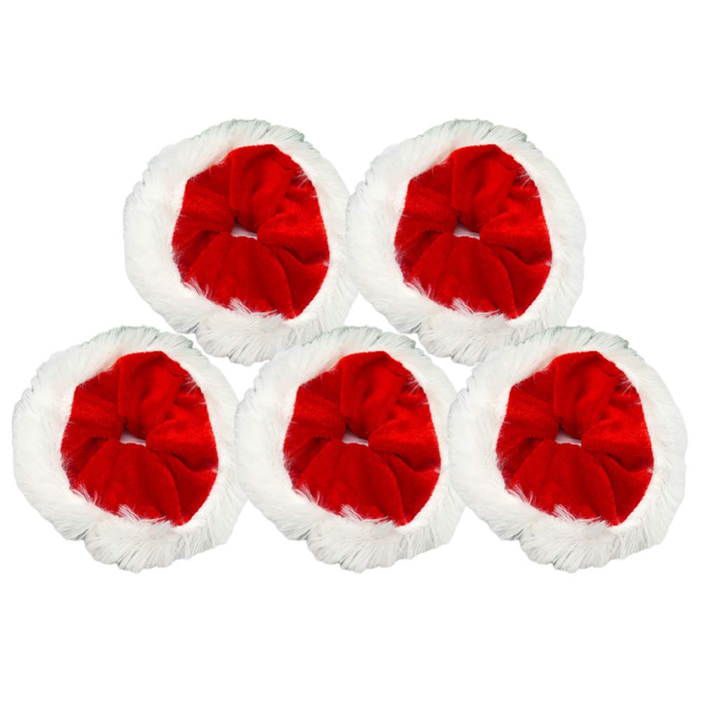 Lurrose 5 pieces Christmas hair rubber sequins hair rope rubber bands bobbles Christmas hair bands hair rubber hair bands ponytail holder for women girls (silver).
