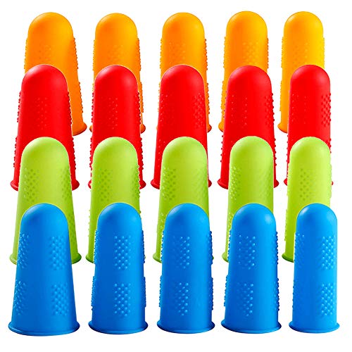 Finger Protectors, 20Pcs Silicone Hot Glue Gun Finger Covers Caps,4 Colors Finger Guard Protectors for HotGlue Sewing Wax Rosin Resin Honey Adhesives Scrapbooking Crafts Ironing Embroidery Needlework - Thumbnail 7