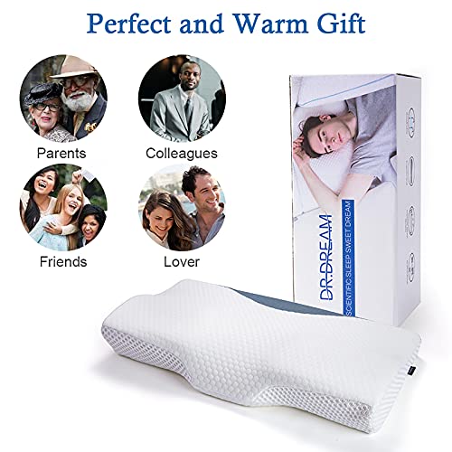 Contour Memory Foam Pillow for Neck Pain, Ergonomic Orthopedic Cervical Pillows for Sleeping with Magnetic Therapy Cloth(Queen)