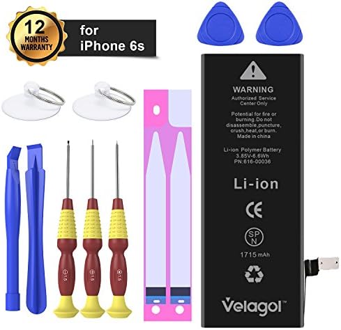 Velagol iPhone 6S Battery 1715 mAh Li-ion Polymer Replacement Accu for iPhone 6S With Repair Tool Kits Instruction [12-Month Warranty]