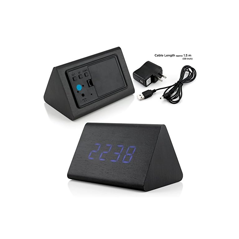 GEARONIC TM Modern Triangle Wood LED Wooden Alarm Digital Desk Clock