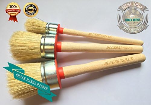 #PR3 - 25mm , 45mm , 55mm - PURE BRISTLE - CHALK PAINT &amp; WAXING pure bristle SHABBY CHIC SET OF 3 ROUND furniture painting and wax BRUSHES paintbrushes
