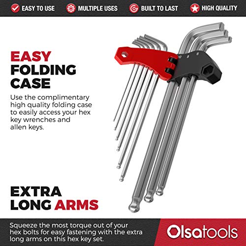 Professional Grade Extractor Hex Key Set (Metric) Allen Wrench Set
