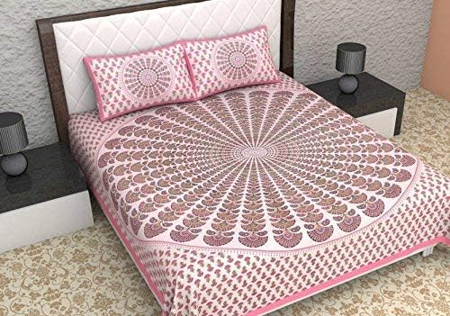 Shop Jaipuri 100% Cotton 144 TC 1 Double Bedsheet with 2 Pillow Covers