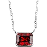 NJCRAFT Silver Plated Crystal Pendant Necklace for Women | Rectangular Stone on Elegant Chain | Minimalist Party & Daily Wear Jewelry Gift | Adjustable Chain 16+2 Inch