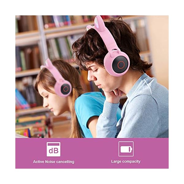 Usoun-Kids-Bluetooth-Headphones-Cat-Ear-LED-Light-Child-Wireless-Headphones-with-Microphone-FM-RadioTF-Card-Foldable-Bluetooth-Stereo-Over-Ear-kids-Headsets-for-Boys-Girls-Adults-pink Usoun Kids Bluetooth Headphones, Cat Ear LED Light Child Wireless Headphones with Microphone, FM Radio/TF Card, Foldable…