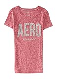 Aeropostale Women's Space-Dye Aero Heathered Graphic T Shirt M Red Bark