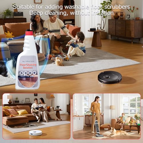 Floor Cleaning Solution Compatible with Roborock Robot Vacuum Cleaner and Mop Cleaner, Deep Cleans Multiple Hard Floors, Suitable for All Robot Vacuum Cleaners with Broom (2