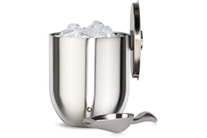 SNOWFOX Plus, Premium Vacuum Insulated Stainless Steel Ice Bucket with Lid/Scoop, Home Bar Accessories, Elegant Bartending Ice Buckets for Parties, Beautiful Outdoor Entertaining Supplies, 3L