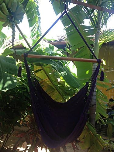 Handmade Hanging Chair Hammock Chair - 100% Handmade with Natural Cotton Swing Seat - Socially Positive! (Purple)
