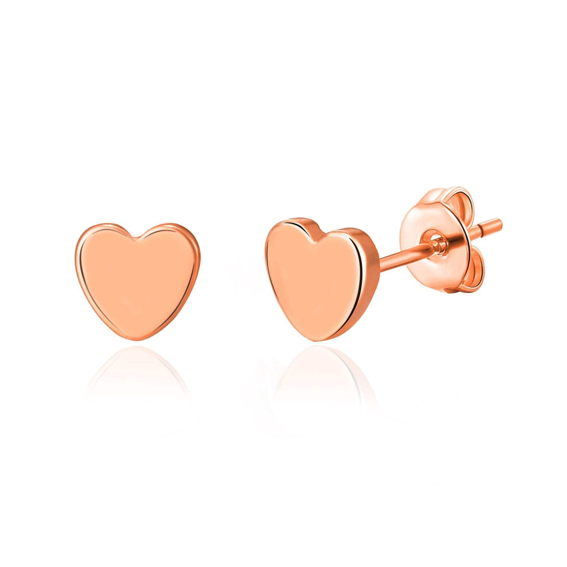 Philip Jones Rose Gold Plated Heart Stud Earrings