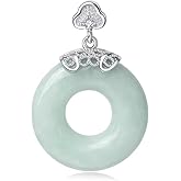 QVFVJA Real Jade Donut Pendant Necklace for Women Genuine Jadeite Circle Round Charm Jewelry Birthday Valentine's Day Gifts for Her Good Luck Protection