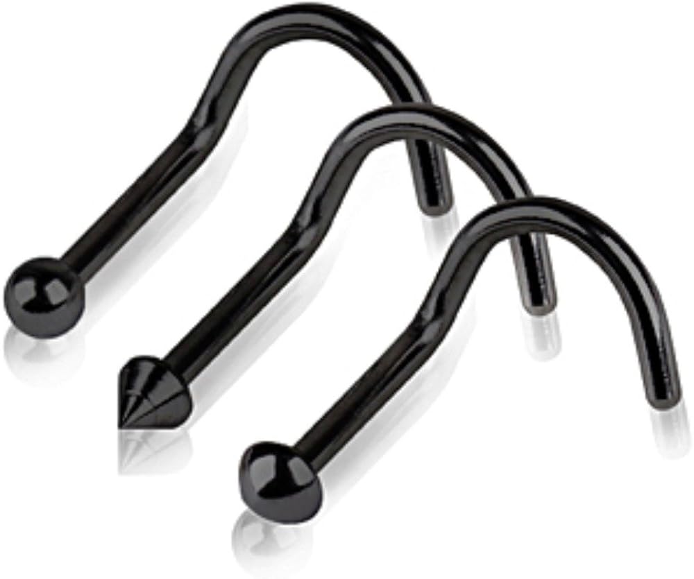 Black PVD Nose Screw with Ball, Spike, or Dome (18GA, Ball