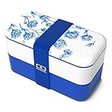 monbento - MB Original Porcelaine blue / white bento box - 2 tier leakproof lunch box for work/school lunch packing and meal prep - BPA free - Food grade safe food containers