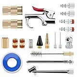 Hromee 20 Piece Air Compressor Accessory Kit with Blow Gun Clean UP Air Tool 1/4 Inch NPT Connect Coupler and Plug Tire Air Chucks and Inflation Needles Pneumatic Accessory Set