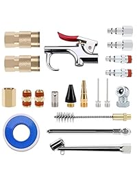 Hromee   Kit de 20 piezas de accesorios para compresor de aire con pistola de soplado, herramienta de aire UP limpia, acoplador de conexión NPT de 1 4" y enchufe para neumáticos y agujas de inflado