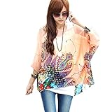 Sandistore Womens Batwing Dolman Sleeve Chiffon Shirt Blouse (XL, style 1)